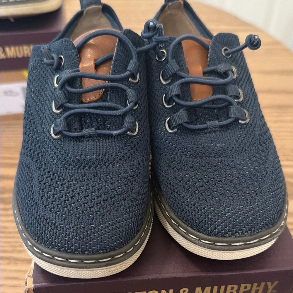 Johnston & Murphy Kids Navy Knit LK McGuffey Casual Sneakers